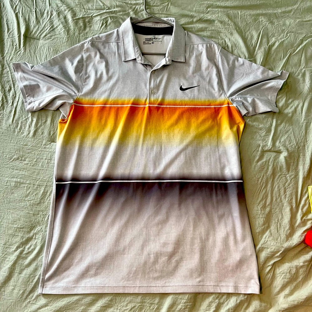 Nike Golf Polo - Orange/Grey - Large